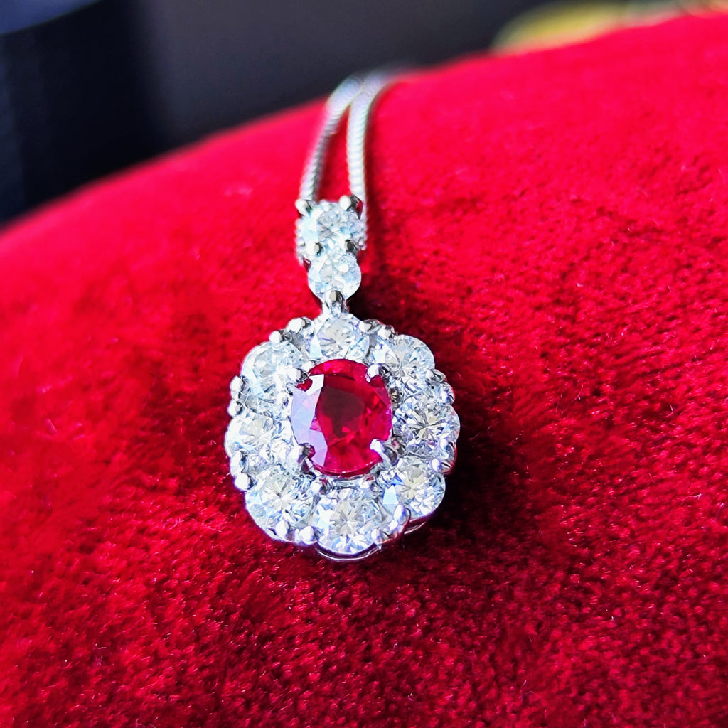 【ビルマ産ルビー】天然ルビー 0.330ct 天然ダイヤモンド ネックレス