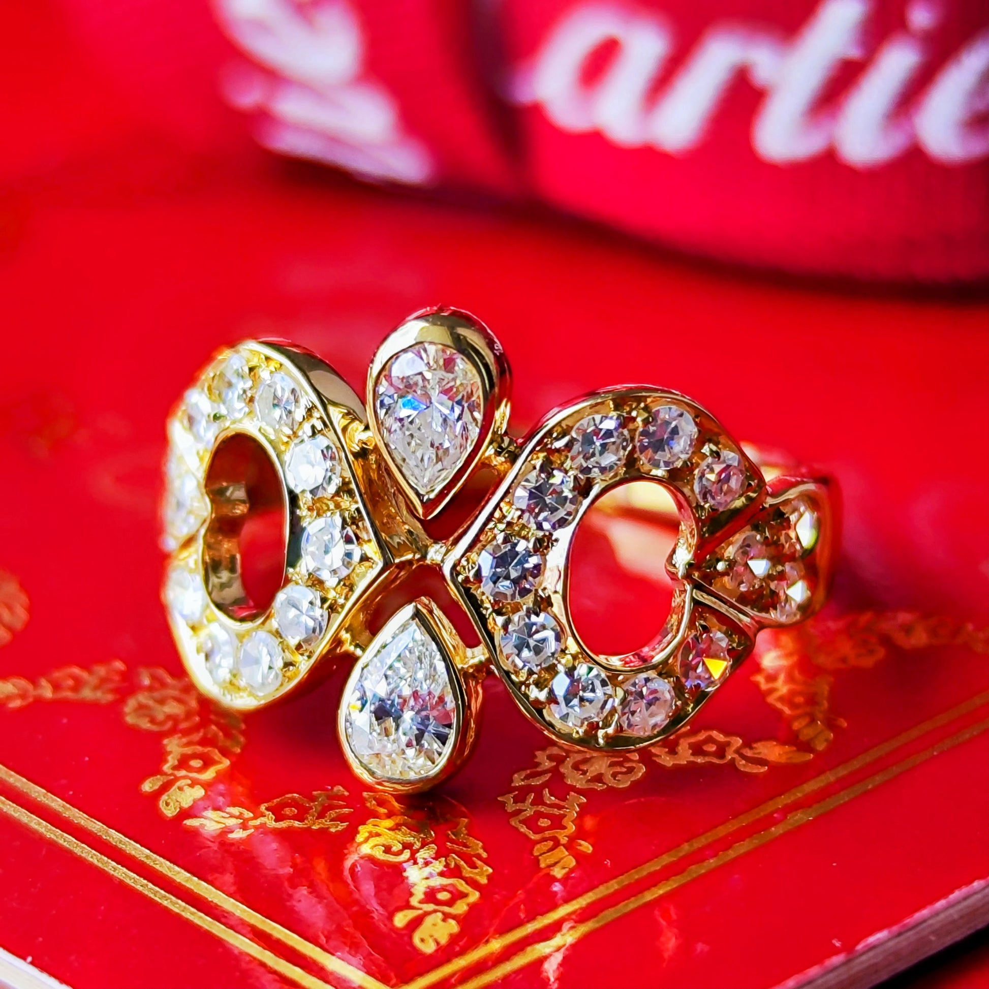 【Vintage Cartier】カルティエ ダイヤモンド 2Cリング 18金 50