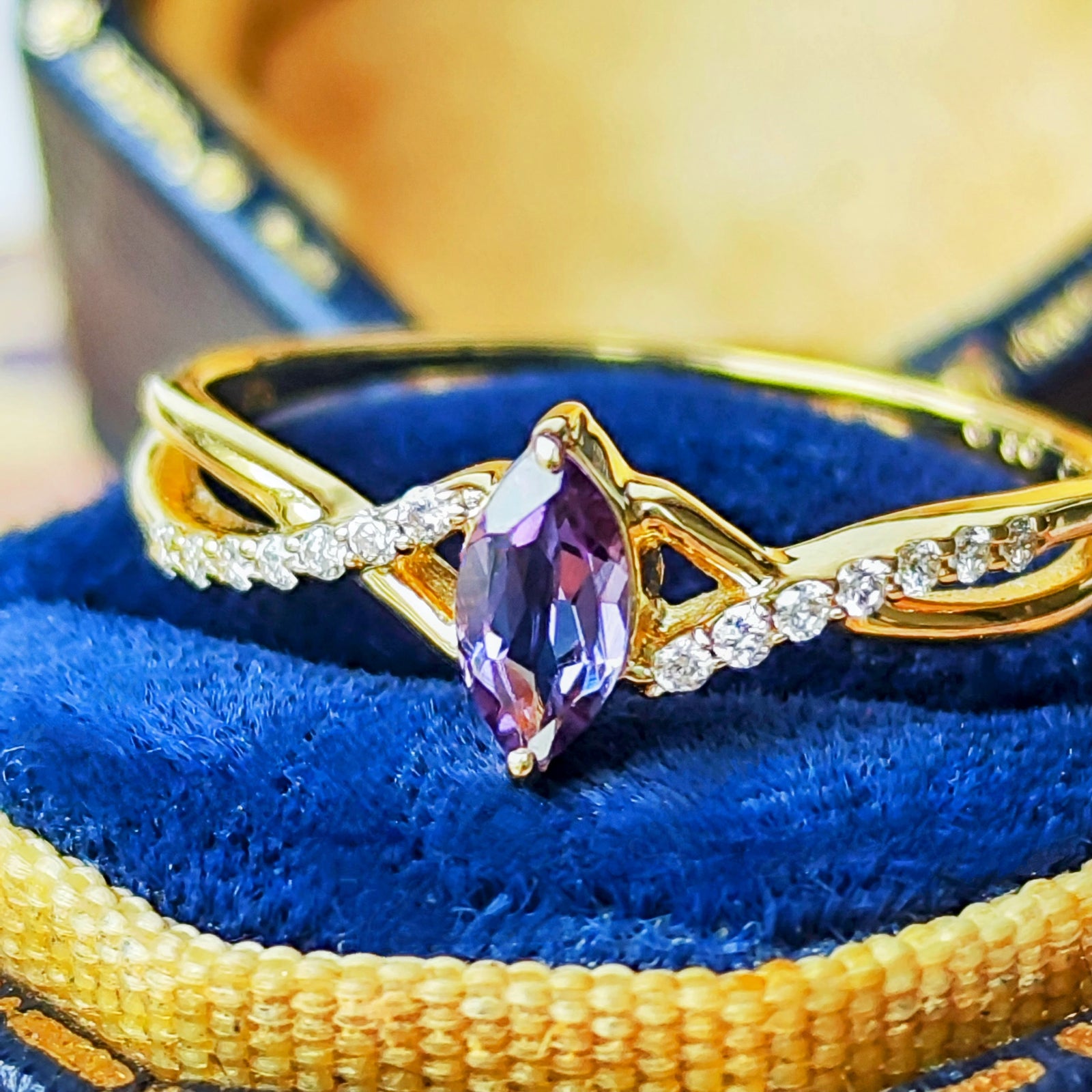 アレキタイプ】天然カラーチェンジガーネット 天然ダイヤモンド リング