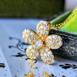 天然ダイヤモンド フラワーモチーフ パヴェ ネックレス