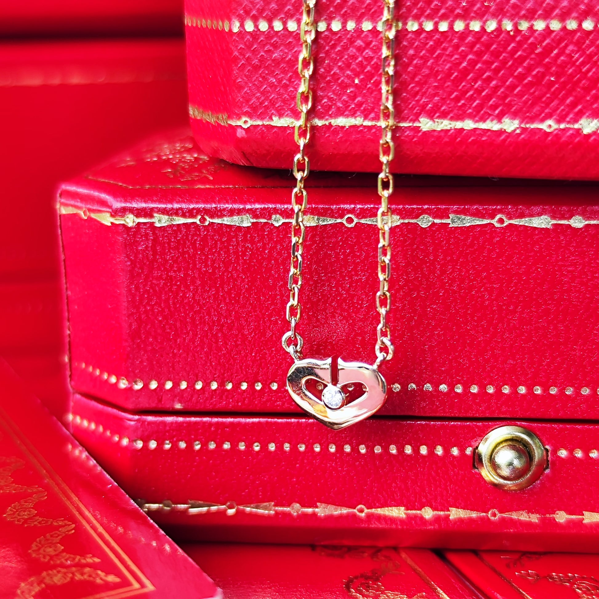 【廃盤 Cartier 】カルティエ Cハート ネックレス ダイヤモンド18金PG