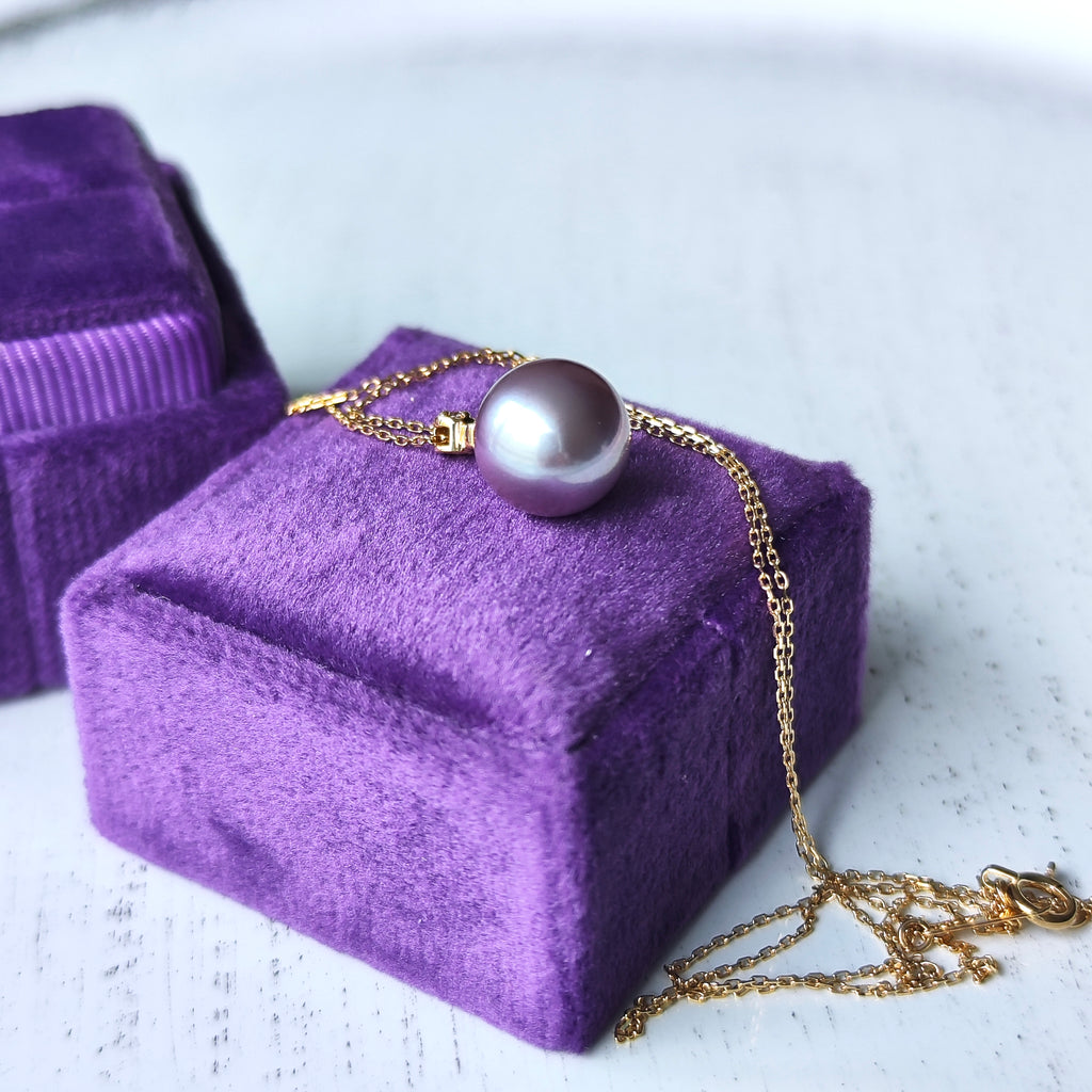 【限定品】紫陽花パール 天然ダイヤモンド ネックレス