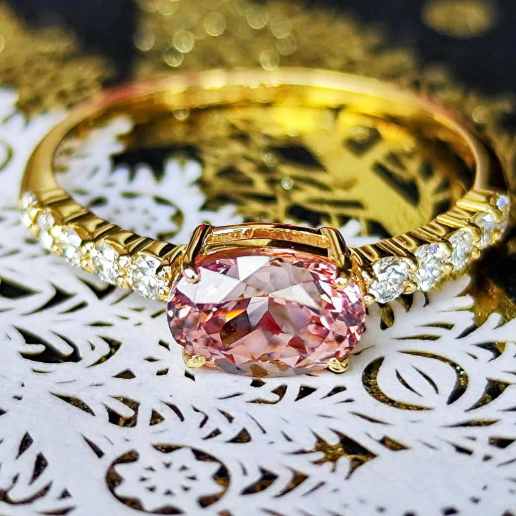 天然マラヤガーネット 1.18ct 天然ダイヤモンド リング