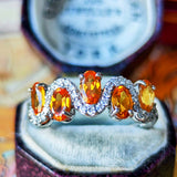 天然スペサルティンガーネット 天然ダイヤモンド プラチナリング