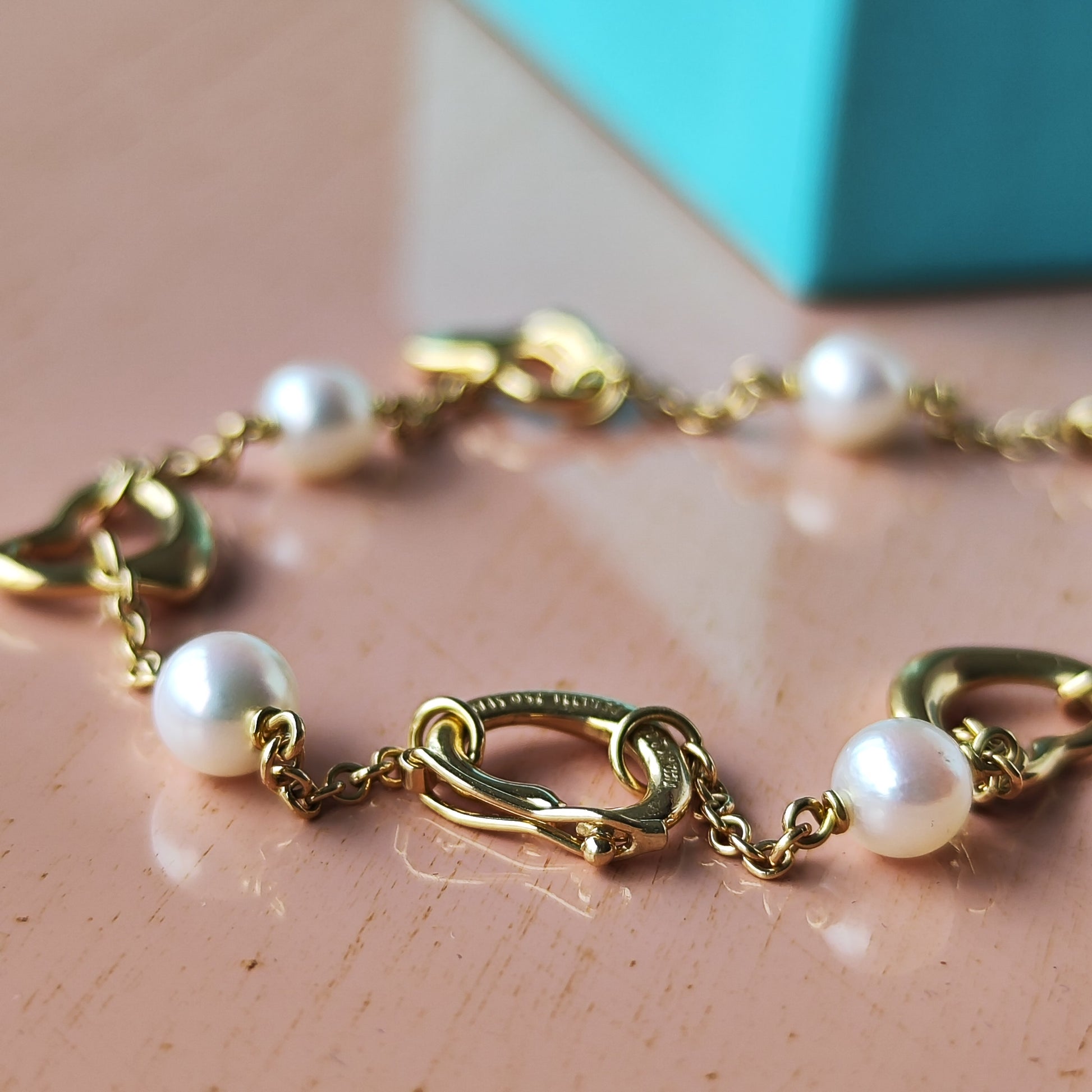 TIFFANY＆Co. ティファニー オープンハート あこや真珠 ブレスレット