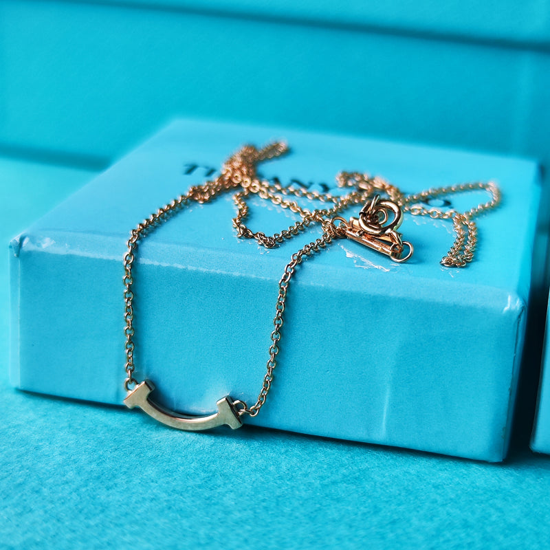TIFFANY &Co ティファニーTスマイル ミニ ダイヤモンド 18金PG ネックレス