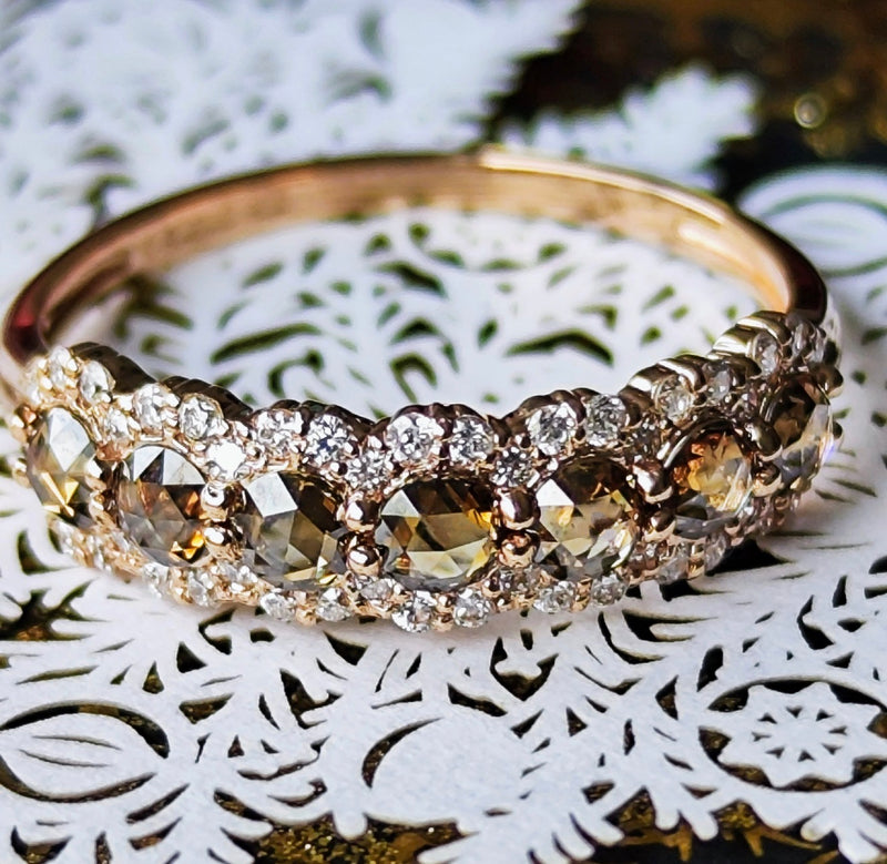 【お値下げ】ローズカット 天然ブラウンダイヤモンド 18金リング