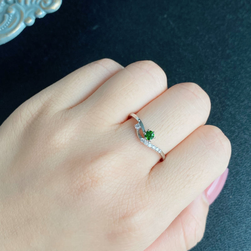 天然デマントイドガーネット 天然ダイヤモンド リング