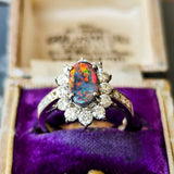 天然ブラックオパール 天然ダイヤモンド プラチナリング