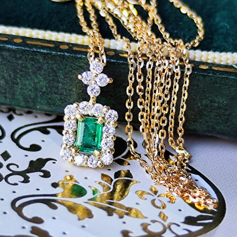 天然エメラルド 天然ダイヤモンド ネックレス