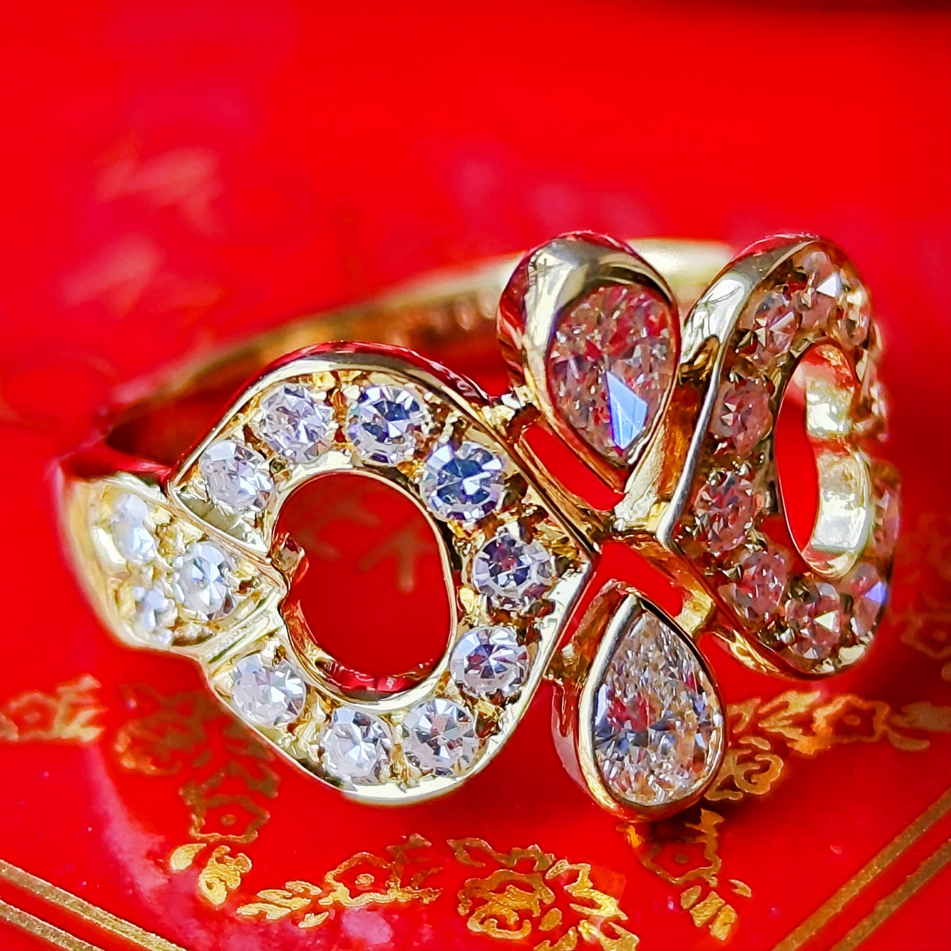 【Vintage Cartier】カルティエ ダイヤモンド 2Cリング 18金 50