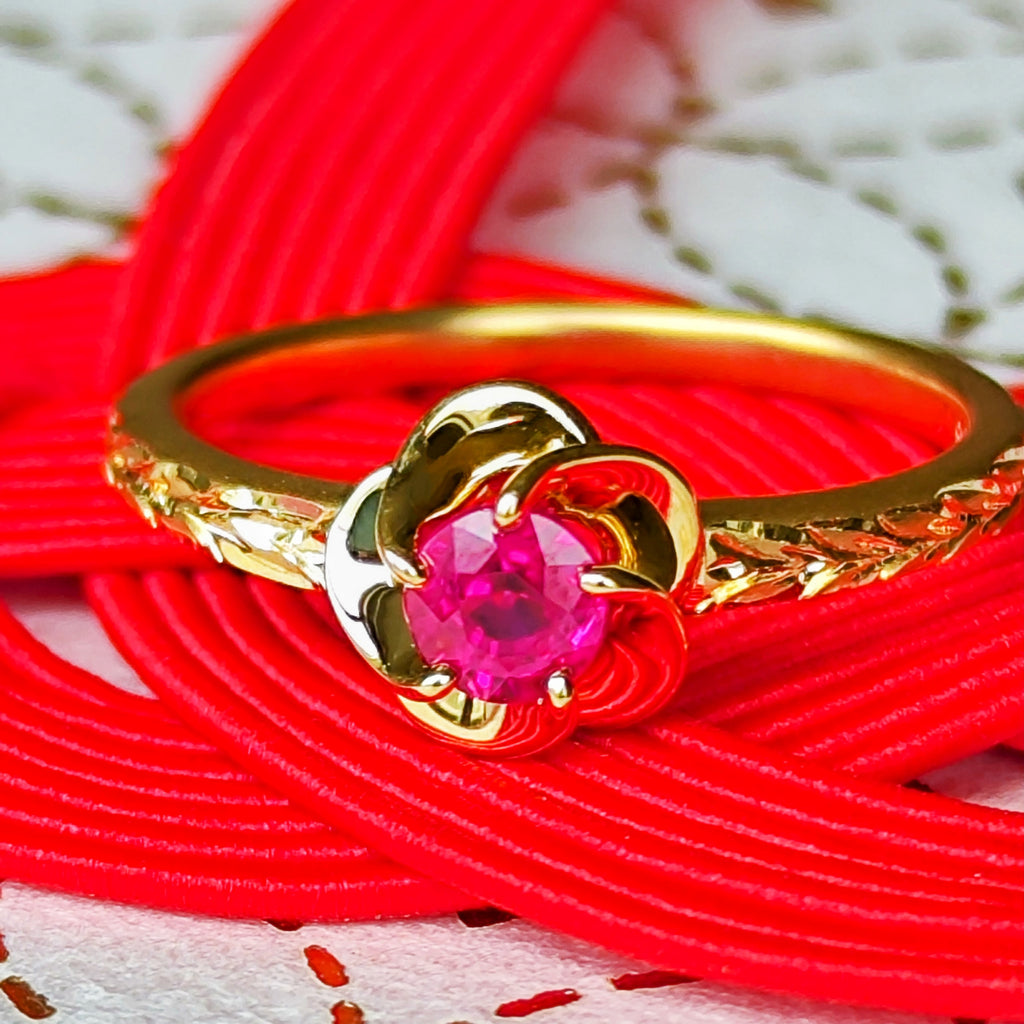 K18美品(梅)彫りリング588K2508