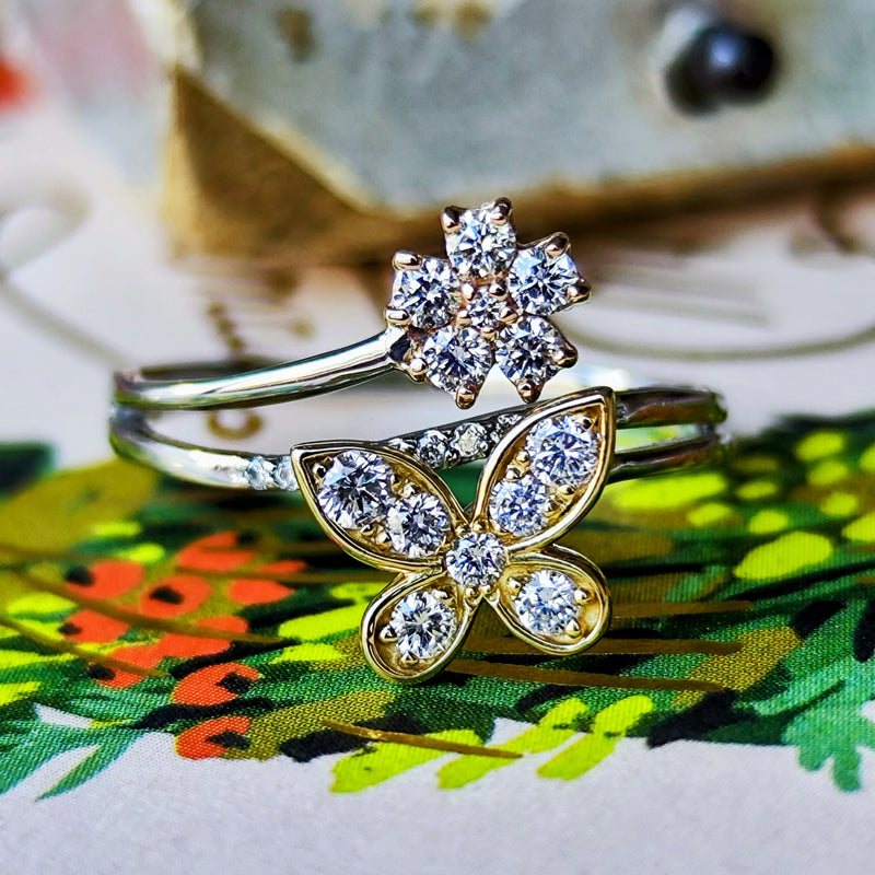 天然ダイヤモンド バタフライモチーフ リング