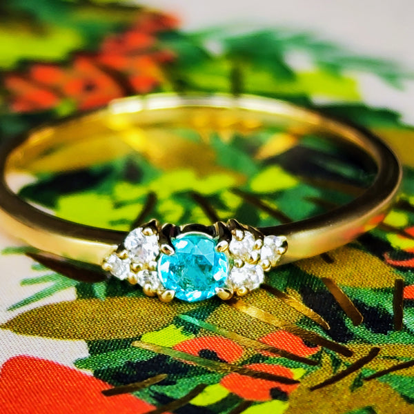 天然パライバトルマリン 天然ダイヤモンド リング