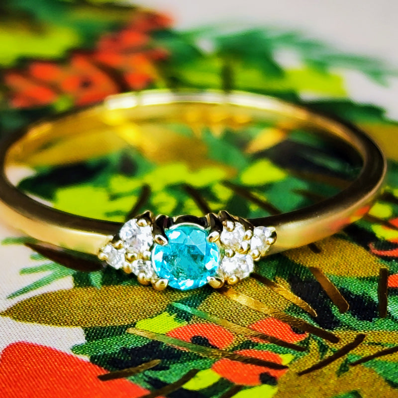 天然パライバトルマリン 天然ダイヤモンド リング