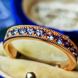 天然アレキサンドライト ダイヤカット ハーフエタニティリング 18金PG