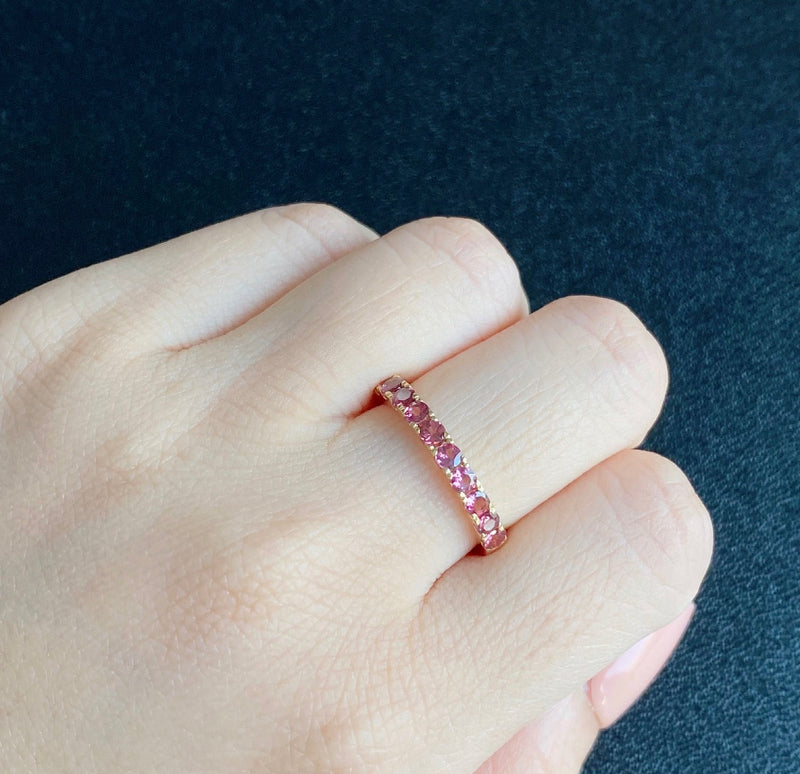 天然マラヤガーネット ハーフエタニティリング