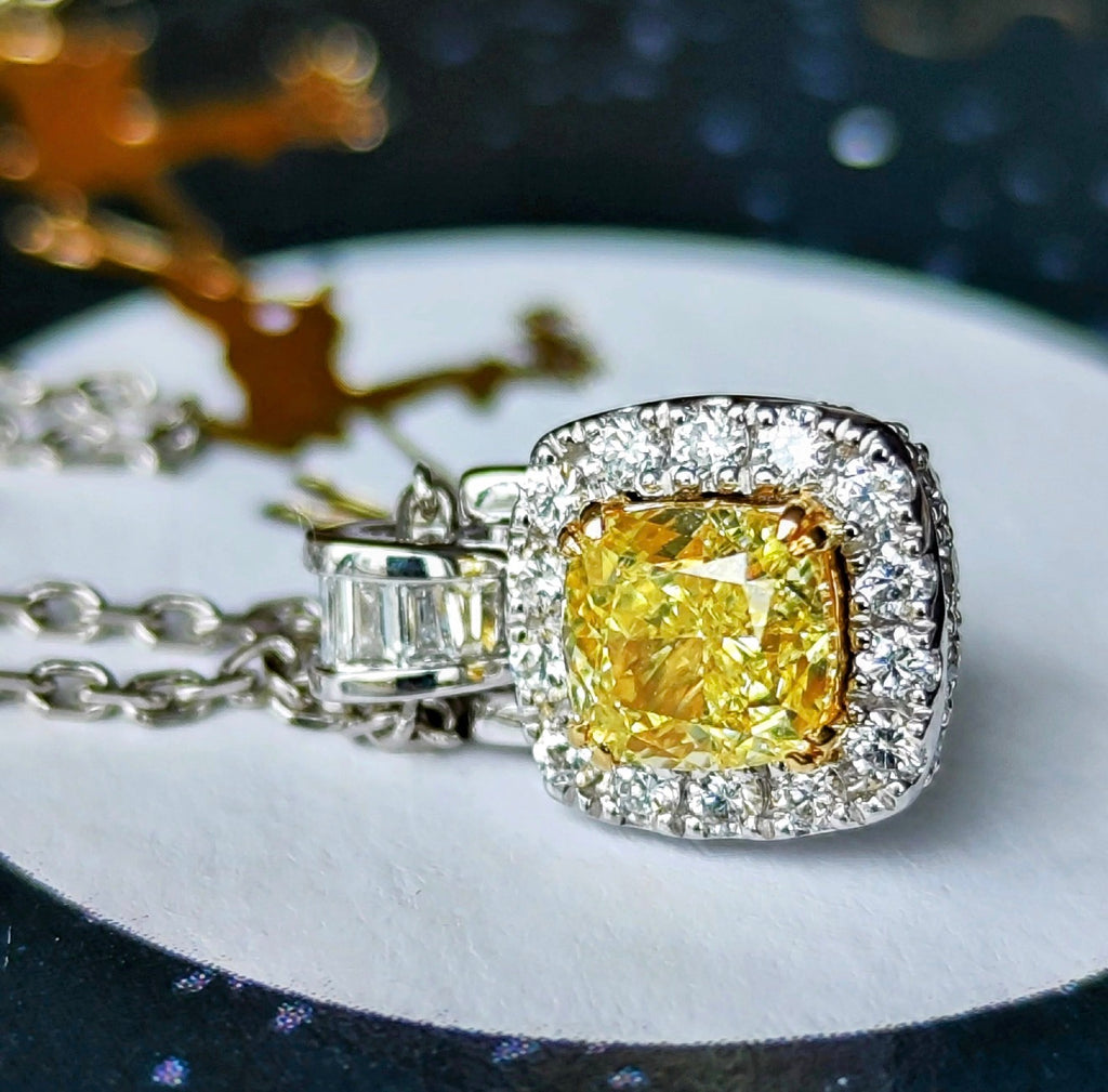 【イエローダイヤ】FANCY INTENSE YELLOW 0.60ct VVS-1 ネックレス GIA