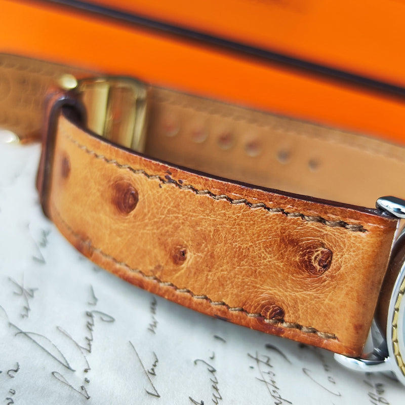 【ボーイズサイズ】HERMES エルメスセリエ オーストリッチ クォーツ腕時計