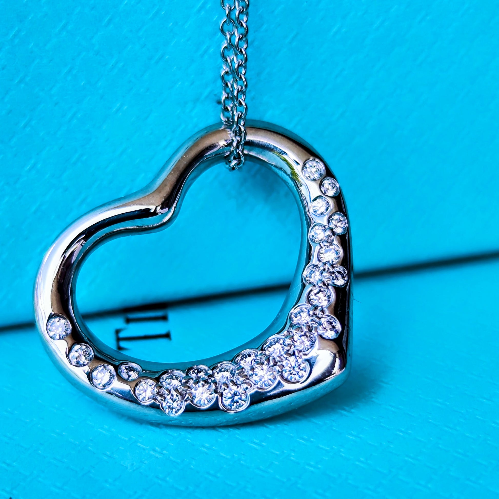 TIFFANY &Co ティファニー オープンハート ダイヤモンド プラチナ ネックレス