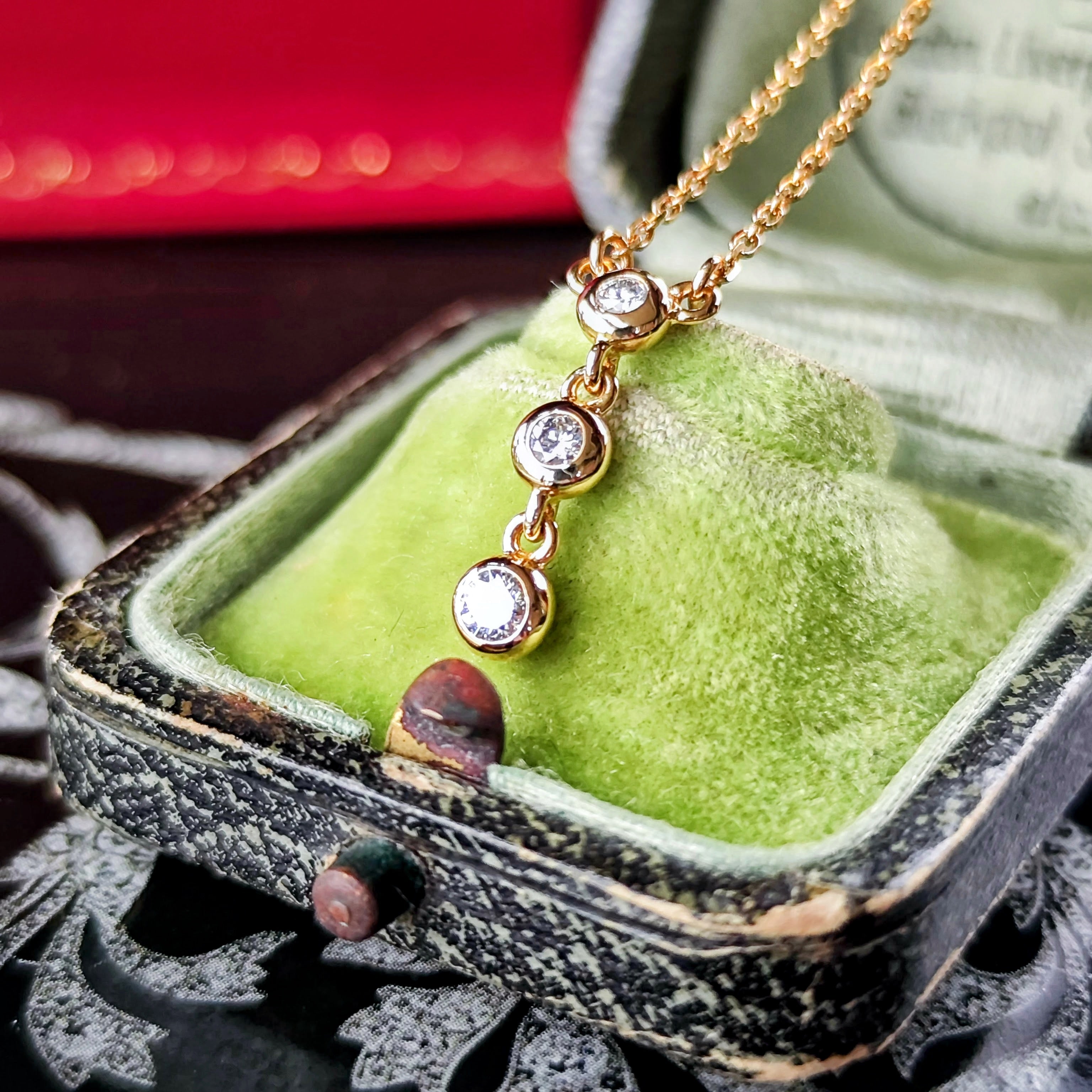 MIKIMOTO ミキモト ダイヤモンド スリーストーン ネックレス