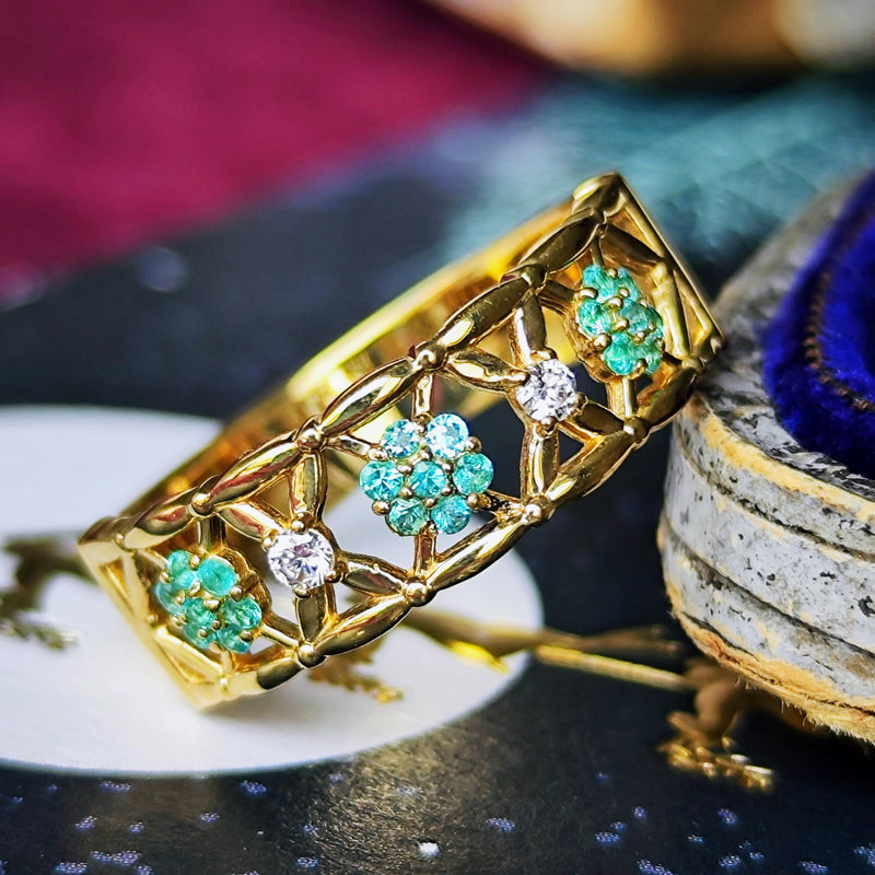 天然パライバトルマリン 天然ダイヤモンド 18金リング