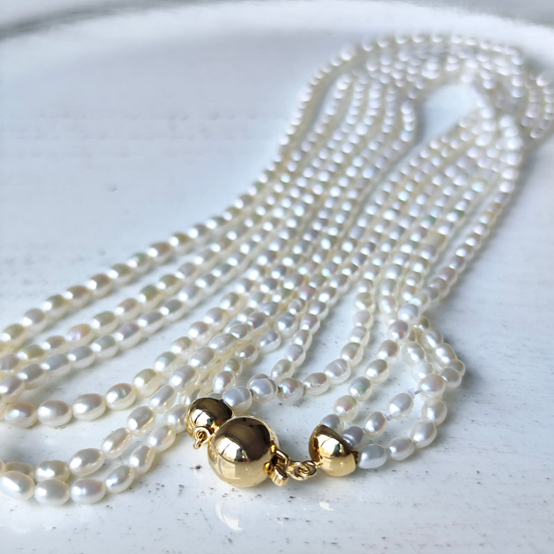 MIKIMOTO ミキモト 淡水パール 3連 ヴィンテージ ロング