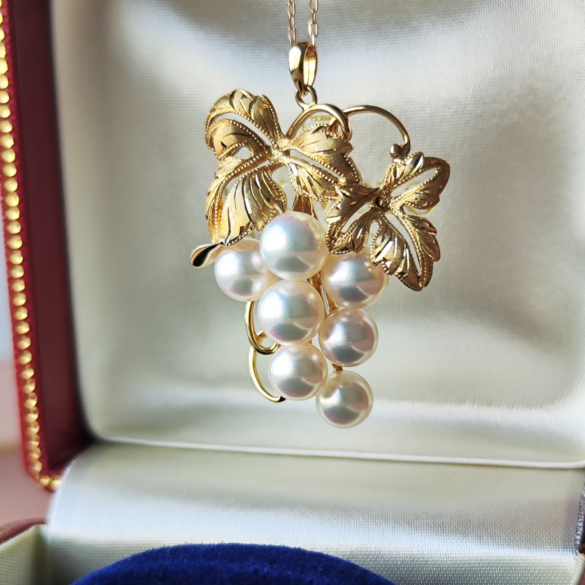 MIKIMOTO ミキモト あこや真珠 葡萄のモチーフ ペンダントトップ ヴィンテージ