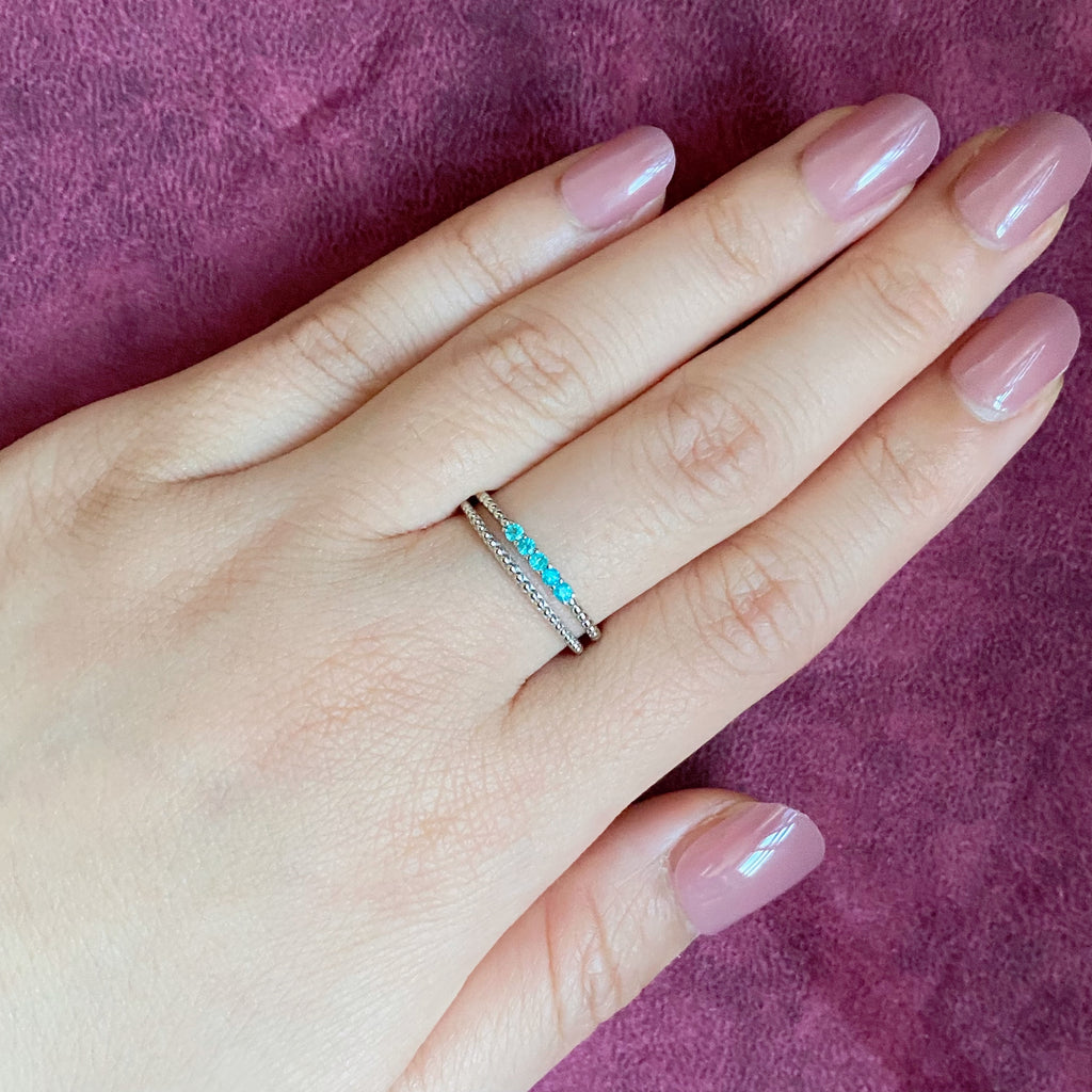 【お値下げ】価格天然パライバトルマリン 5石 プラチナリング