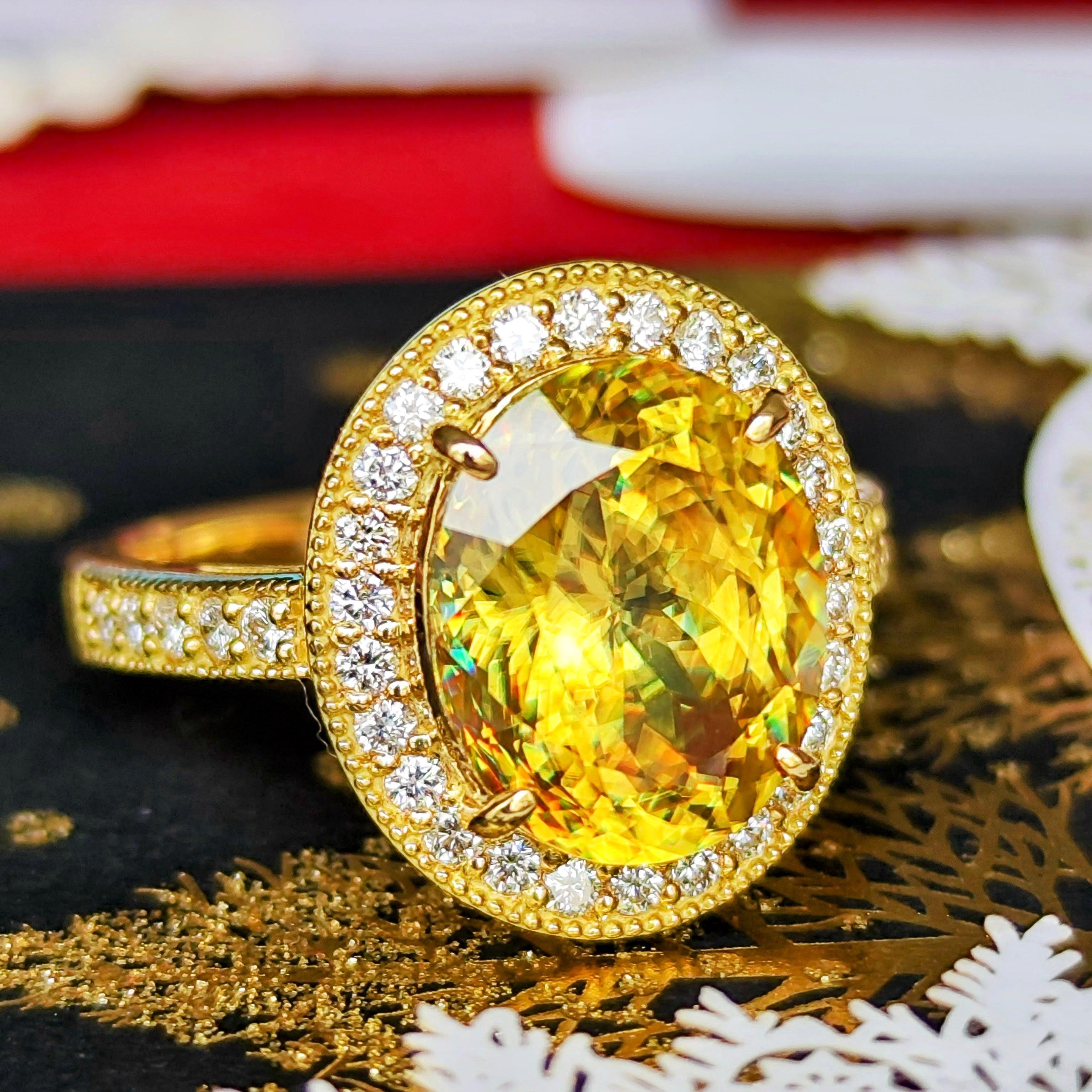 ◆極大◆13.450ctイエロースフェーン 天然 宝石 パワーストーン 大粒 4.67ct】天然スフェーン 天然ダイヤモンド リング – Mico宝飾店