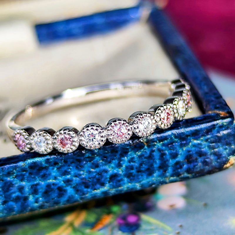 【ピンクダイヤ】天然ダイヤモンド ハーフエタニィリング プラチナ