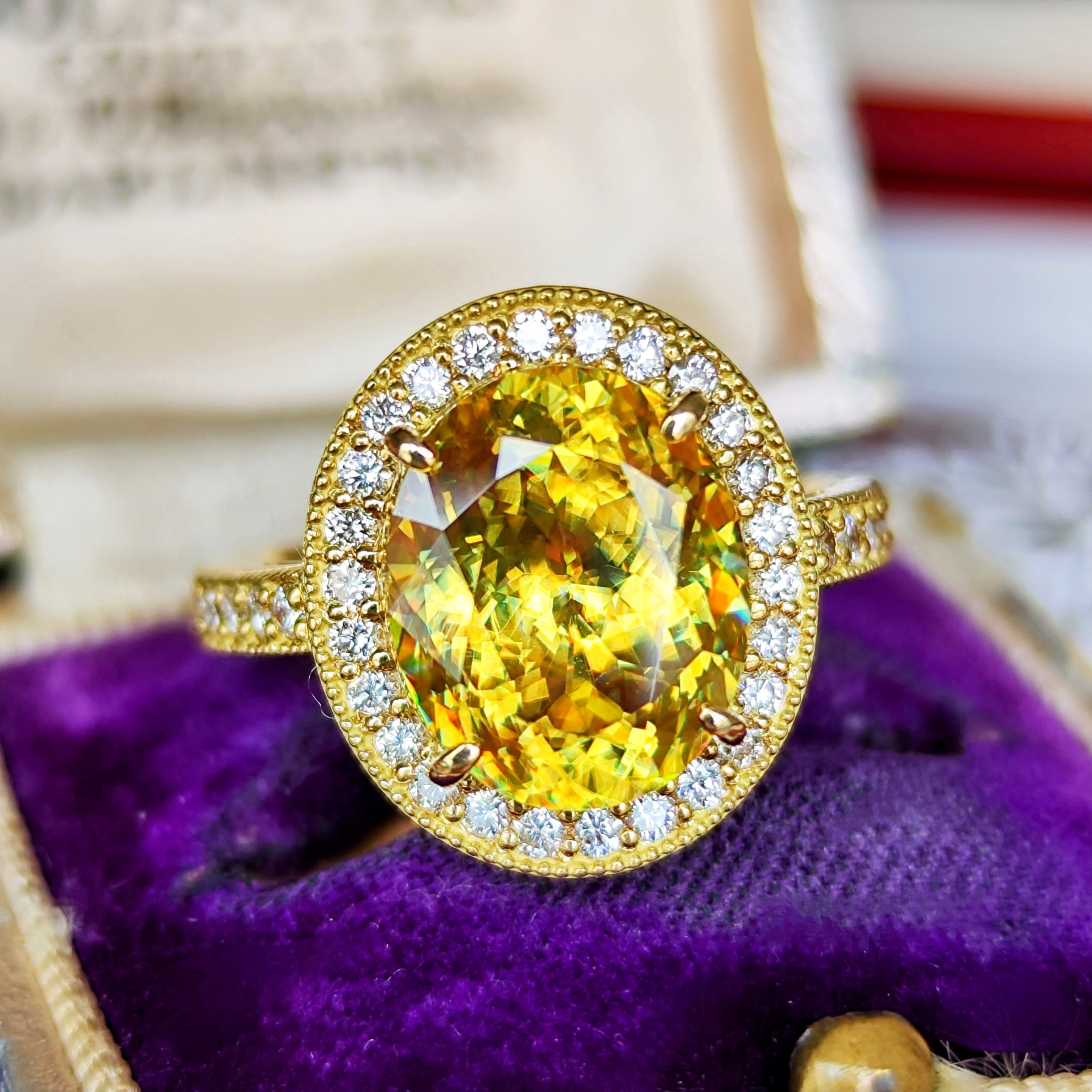 大粒 4.67ct】天然スフェーン 天然ダイヤモンド リング – Mico宝飾店