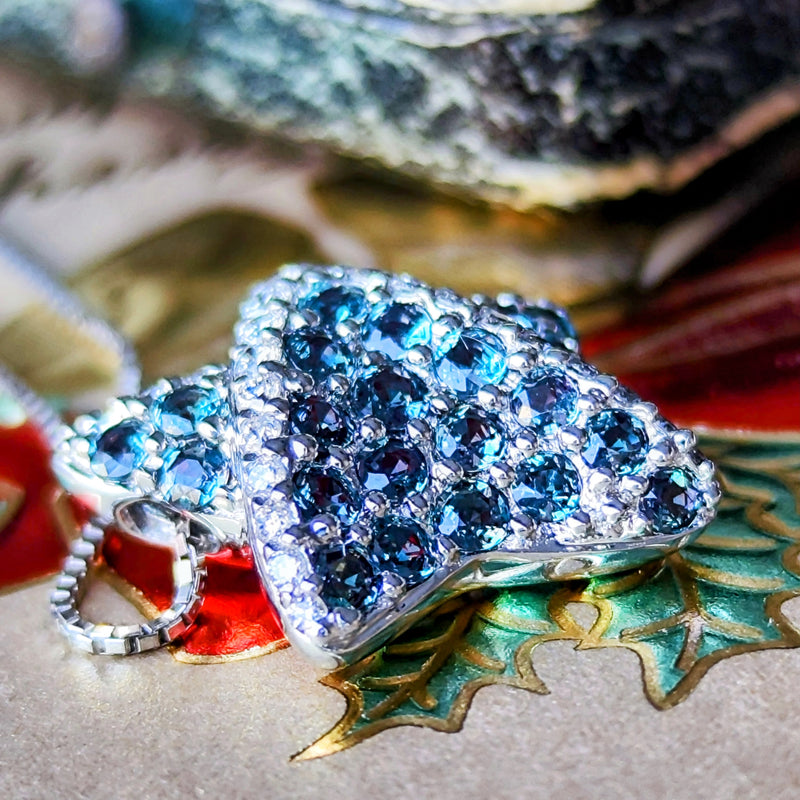 天然アレキサンドライト パヴェセッティング 天然ダイヤモンド ネックレス 18金WG