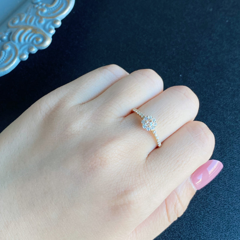 【ローズカット】天然ダイヤモンド 0.30ct 18金リング