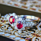 【2石とも 非加熱 ピジョンブラッド】天然ルビー 天然ダイヤモンド リング