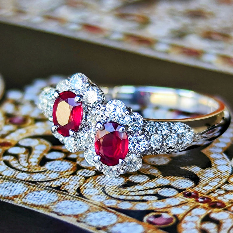 【2石とも 非加熱 ピジョンブラッド】天然ルビー 天然ダイヤモンド リング