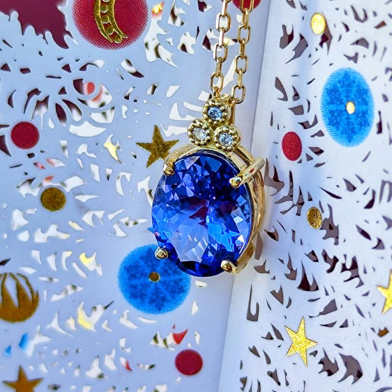 天然タンザナイト 天然ダイヤモンド ネックレス