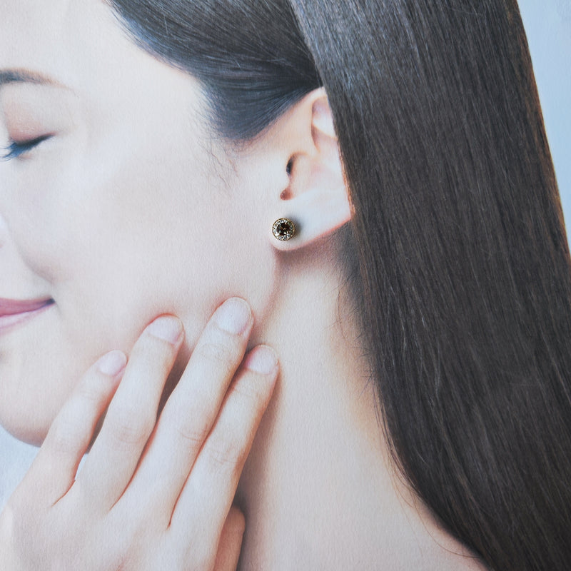 天然アンダリュサイト 天然ダイヤモンド ピアス 18金PG