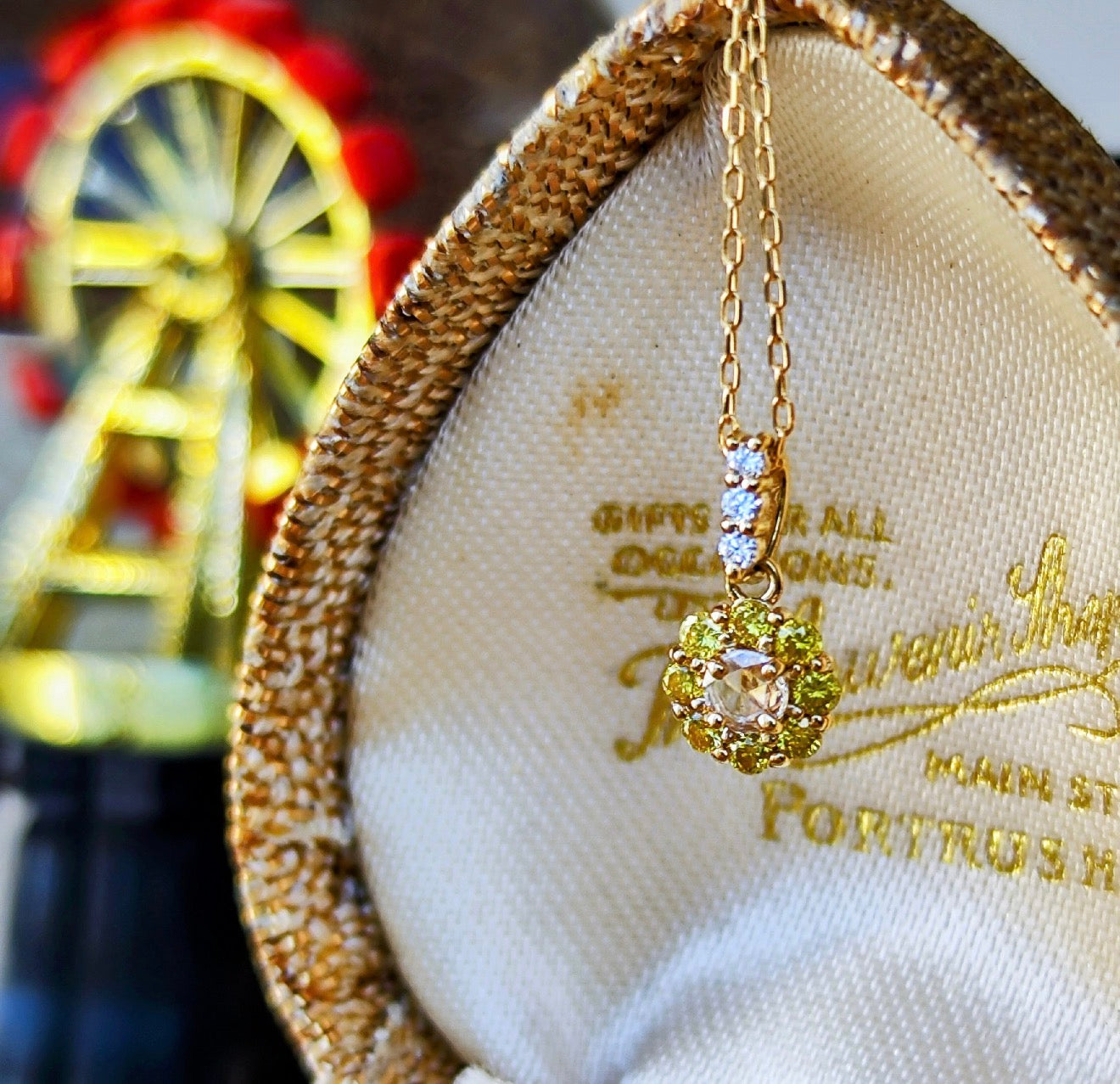 【ローズカット】天然ダイヤモンド イエローダイヤ ネックレス