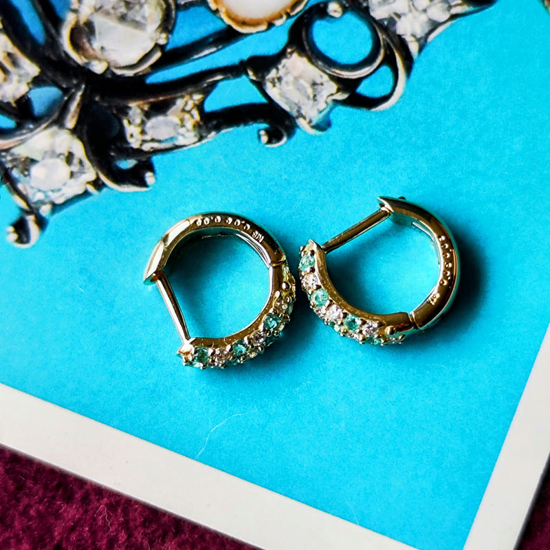 天然パライバトルマリン 天然ダイヤモンド パヴェ 18金ピアス