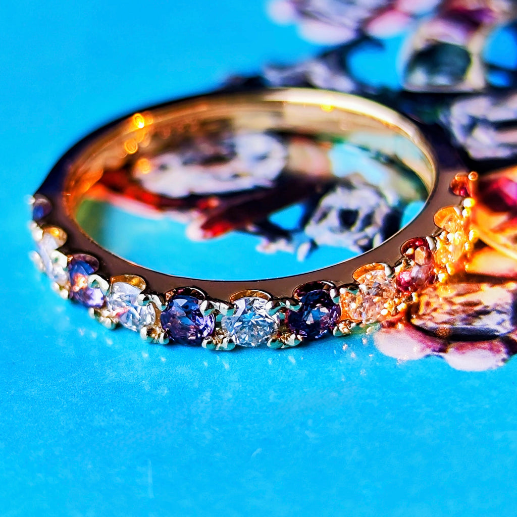 【ベキリーブルー】天然カラーチェンジガーネット 天然ダイヤモンド 0.38ct リング
