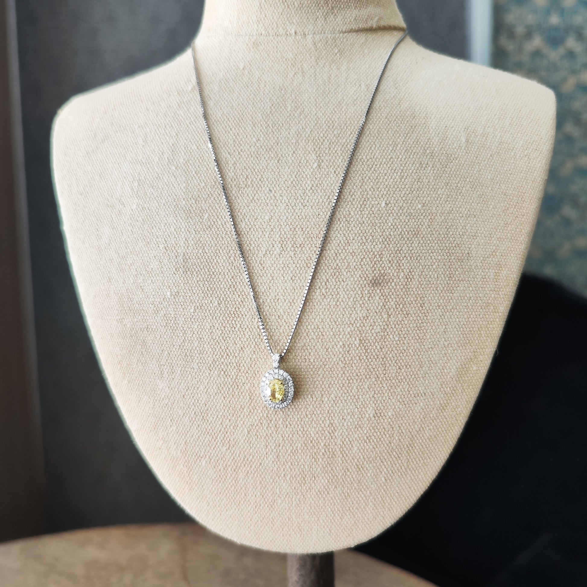 【イエローダイヤ】FANCY INTENSE YELLOW 1.01ct ダイヤモンドネックレス