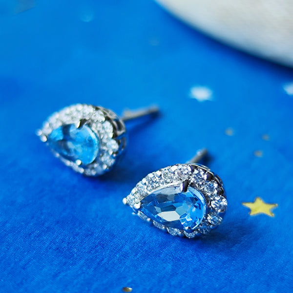 天然アクアマリン 天然ダイヤモンド ピアス