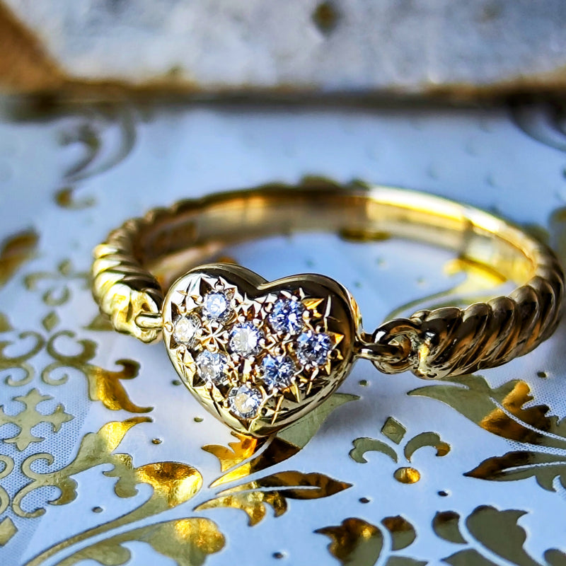 TASAKI 田崎真珠 ハートモチーフ パヴェリング 18金