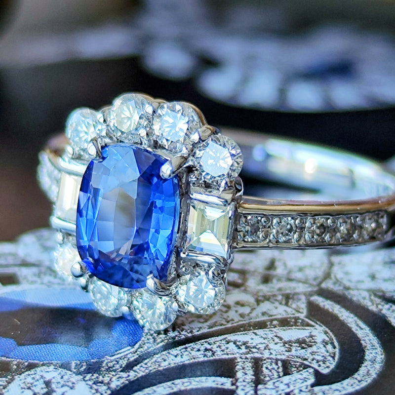 【コーンフラワー】天然ブルーサファイア 1.19ct 天然ダイヤモンド リング