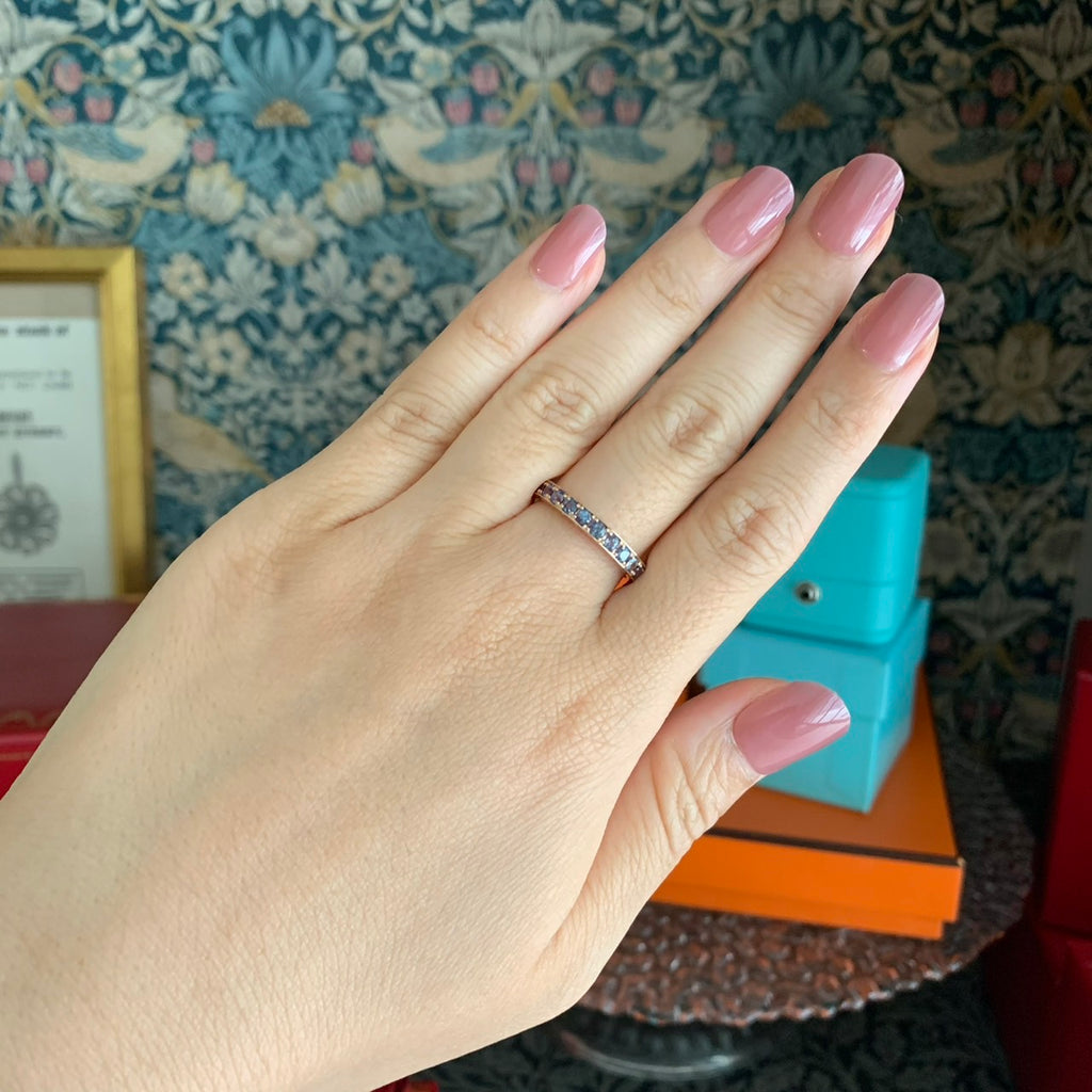 天然アレキサンドライト 0.63ct ハーフエタニティリング 18金PG