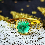 【シュガーローフ】天然エメラルド 天然ダイヤモンドリング