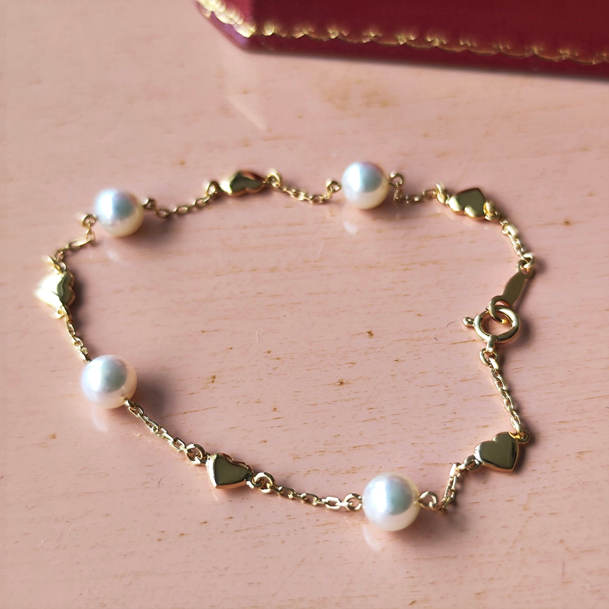 MIKIMOTO ミキモト あこやベビーパール ハートモチーフ ブレスレット