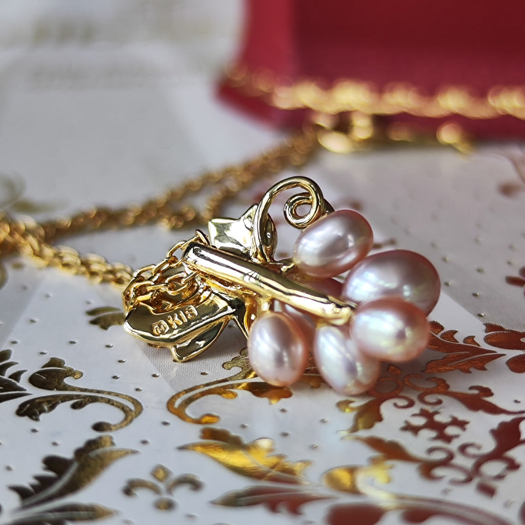 MIKIMOTO ミキモト 葡萄のモチーフ 淡水真珠 18金ネックレス