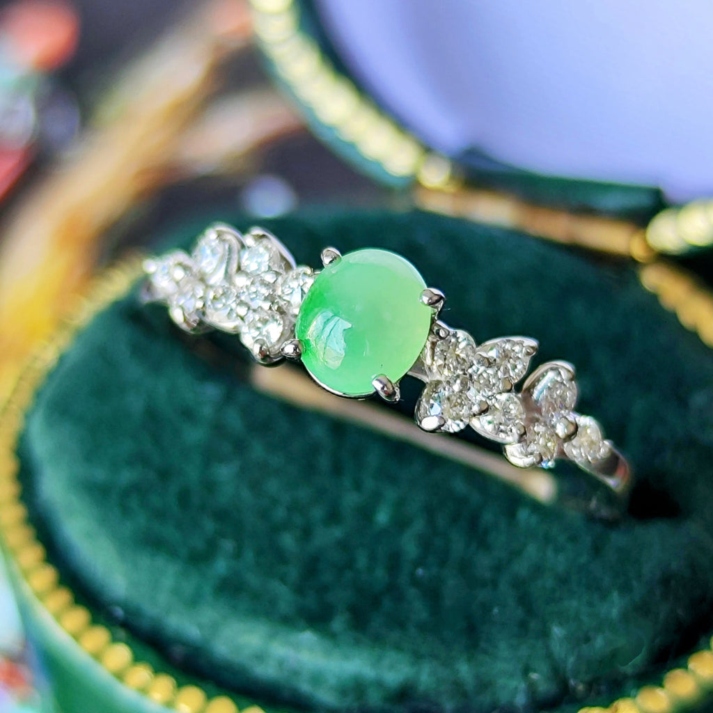 天然翡翠 天然ダイヤモンド プラチナリング